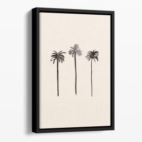 Palm Trees Ink Floating Framed Canvas (Color: Black, size: 36" x 24" / 90cm x 60cm approx)