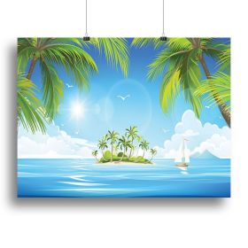 Tropical island with palm trees Canvas Print or Poster (Type: Standard Framed Canvas Print, size: Small (12" x 8"))