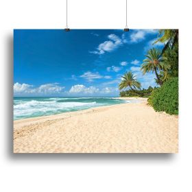 Untouched sandy beach with palms trees Canvas Print or Poster (Type: Poster Print, size: 24" x 16" / 60cm x 40cm (approx))