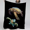 Sea Turtle Blanket Coastal Throw Cozy Beach and Nautical Sea Turtles Decor Blankets Turtle Gifts for Kids and Adults